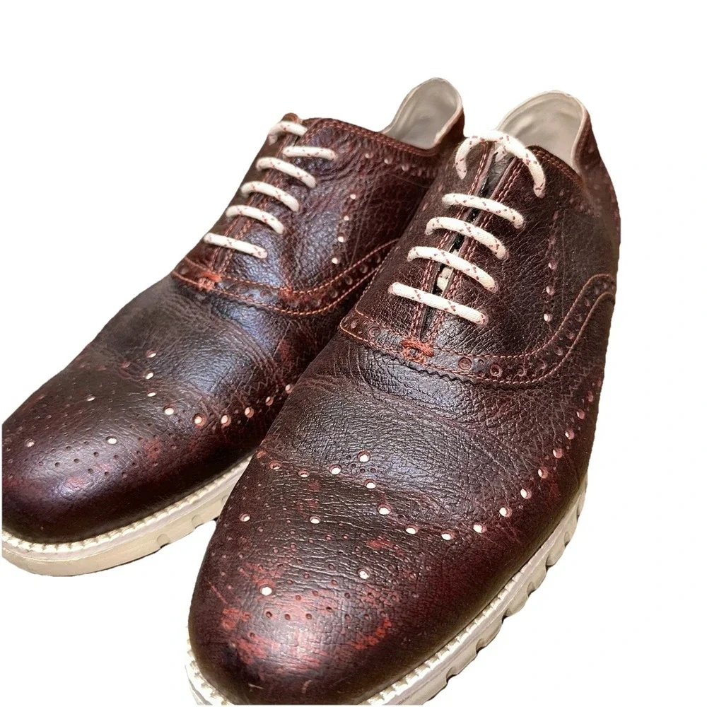 Cole Haan ZEROGRAND Remastered Wingtip Oxford Chocolate Men's 11.5M Worn 1X $220
